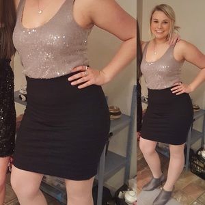Express Gray Sequin /black XS Dress